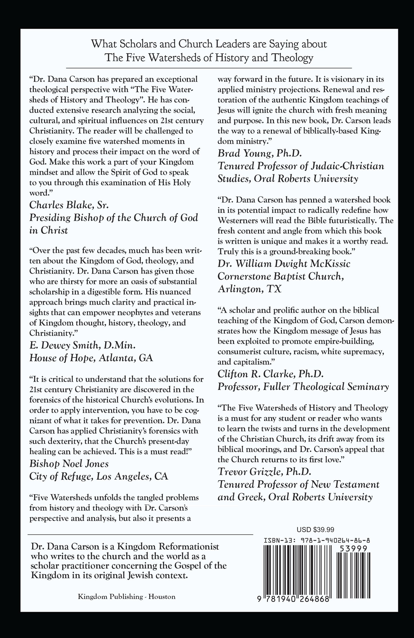 The Five Watersheds of History & Theology